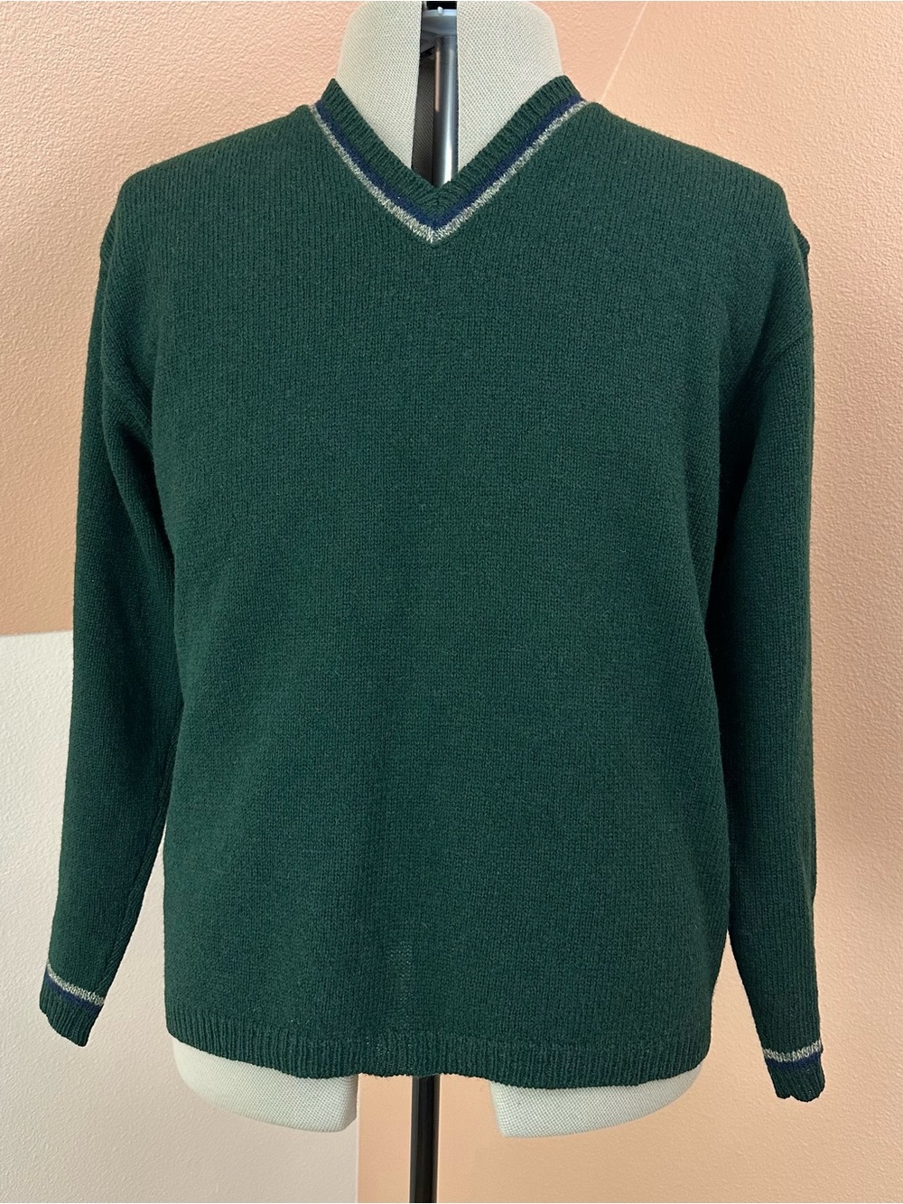 Vintage 90s Fargo Clothing & Supply Co V-Neck Sweater Mens XL Green 100% Wool